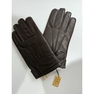 Daks Brown Leather Gloves Fur Lined Sz L‎ Unisex K